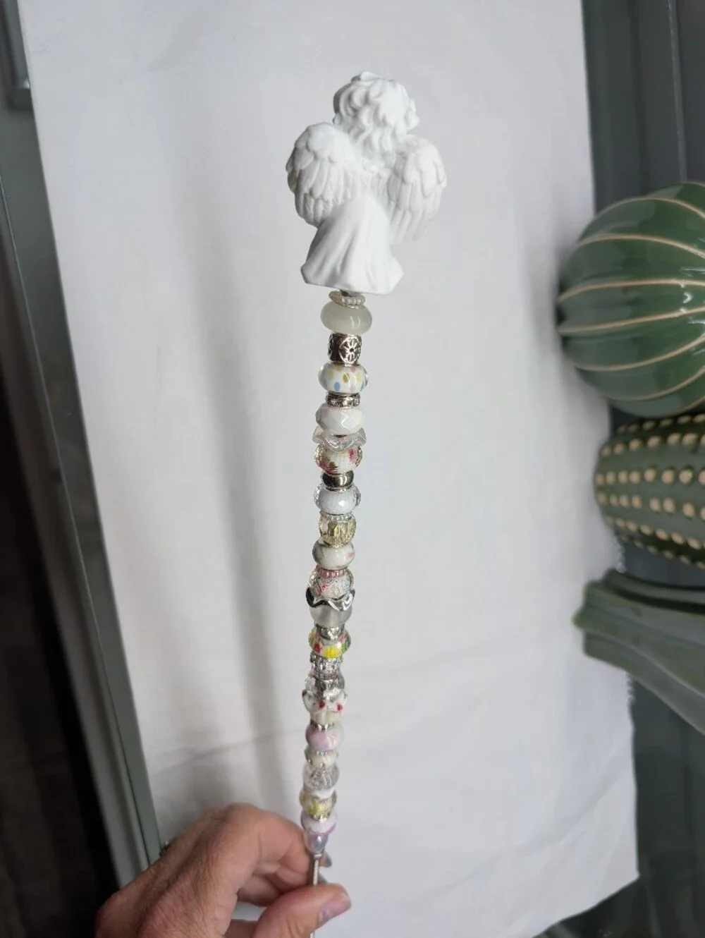 Hand Made Fairy Wand/Plant/Garden Stake W/Angel-Cherub Topper